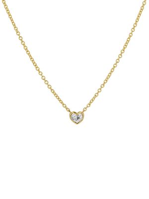 Women's 14K Yellow Gold & 0.14 TCW Diamond Heart Necklace - Yellow Gold - Yellow Gold