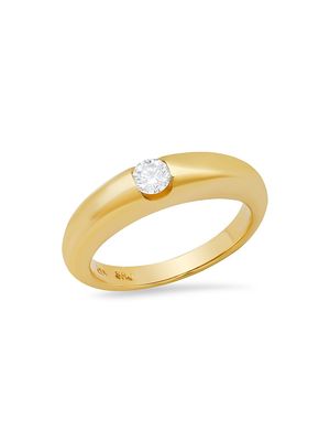 Women's 14K Yellow Gold & 0.16 TCW Diamond Domed Pinky Ring - Yellow Gold - Size 7