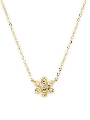 Women's 14K Yellow Gold & 0.18 TCW Diamond Flower Pendant Necklace - Yellow Gold - Yellow Gold