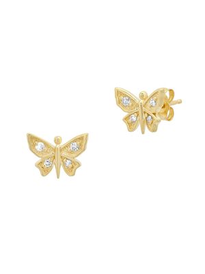 Women's 14K Yellow Gold & 0.20 TCW Mini Diamond Butterfly Stud Earrings - Yellow Gold - Yellow Gold