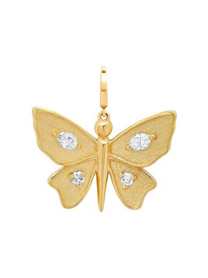Women's 14K Yellow Gold & 0.24 TCW Diamond Small Butterfly Pendant - Yellow Gold - Yellow Gold - Size Small
