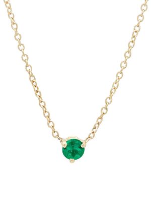 Women's 14K Yellow Gold & Emerald Pendant Necklace - Yellow Gold - Yellow Gold