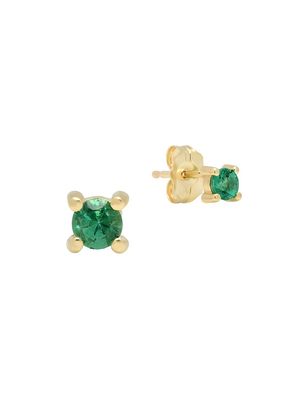 Women's 14K Yellow Gold & Emerald Stud Earrings - Emerald - Emerald