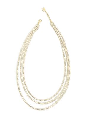 Women's 14K-Yellow-Gold Vermeil & Crystal Triple-Strand Tennis Necklace - Gold - Gold