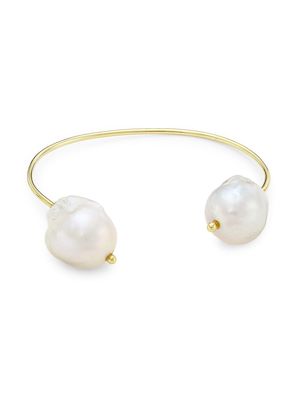 Women's 18K Gold & Baroque Pearl Wire Cuff Bracelet - Gold