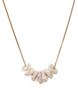 Women's 18K Gold-Plate & Keshi Pearl Floating Chain Necklace - White Pearl