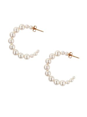Women's 18K Gold-Plate & Pearl Holly Hoop Earrings - Cream Pearl - Cream Pearl