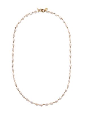 Women's 18K Gold-Plate & Turquoise Necklace - White Pearl - White Pearl