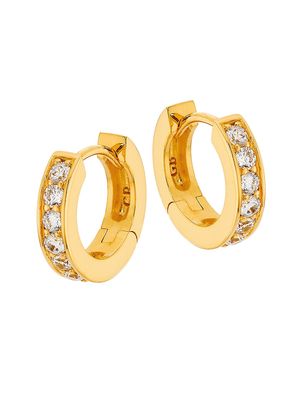 Women's 18K-Gold-Plated & Cubic Zirconia Small Huggie Hoop Earrings - Yellow Gold - Yellow Gold - Size Small