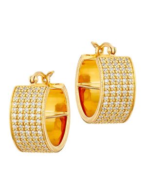 Women's 18K Gold-Plated & Cubiz Zirconia Pavé Bar Hoop Earrings - Yellow Gold - Yellow Gold