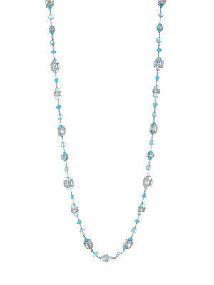 Women's 18K Rose Gold, Blue Topaz & Turquoise Long Necklace - Rose Gold