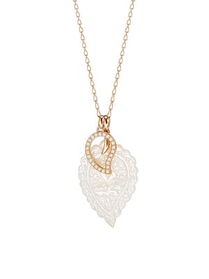 Women's 18K Rose Gold, Diamond & Mother-Of-Pearl Water Droplet Pendant Necklace - Rose Gold - Rose Gold