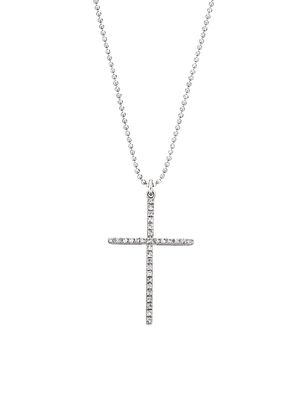 Women's 18K White Gold & 0.8 TCW Diamond Cross Pendant Necklace - White Gold