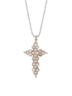 Women's 18K White Gold & 1.4 TCW Diamond Cross Pendant Necklace - White Gold - White Gold