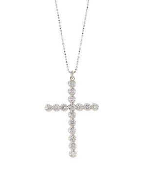 Women's 18K White Gold & 3 TCW Diamond Cross Pendant Necklace - White Gold - White Gold