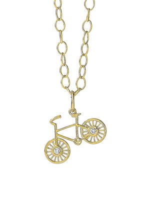 Women's 18K Yellow Gold & 0.2 TCW Diamond Bicycle Charm Pendant Necklace - Yellow Gold - Yellow Gold