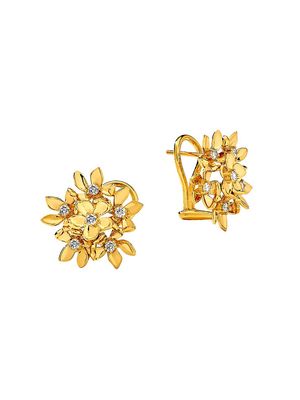 Women's 18K Yellow Gold & 0.35 TCW Diamond Jardin Flower Bunch Earrings - Yellow Gold - Yellow Gold