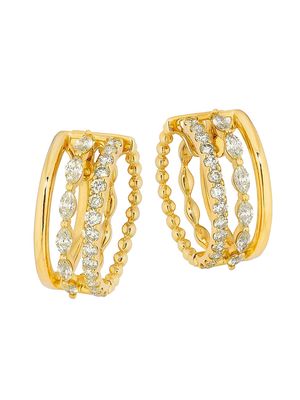 Women's 18K Yellow Gold & 1.12 TCW Diamond Hoop Earrings - Yellow Gold