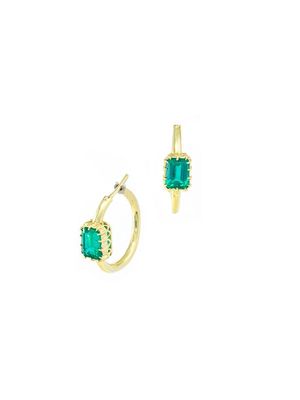 Women's 18K Yellow Gold & Emerald Hoop Earrings - Gold - Gold