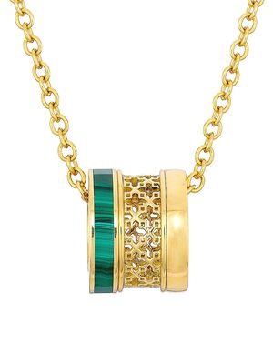 Women's 18K Yellow Gold & Malachite Ring-Pendant Necklace - Gold
