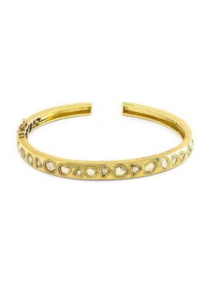 Women's 18K Yellow Gold & Rose-Cut Diamond Cuff - Yellow Gold - Size Medium - Yellow Gold - Size Medium