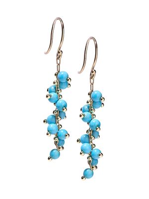 Women's 18K Yellow Gold & Turquoise Signature Short Spiral Beaded Earrings - Turquoise - Turquoise