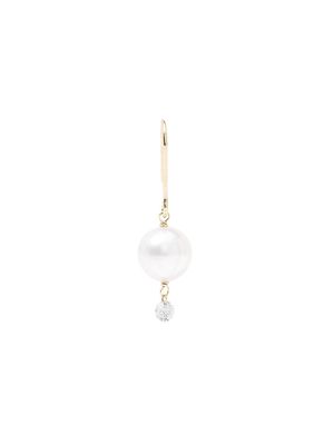 Women's 18K Yellow Gold, Cultured Pearl & Diamond Single Drop Earring - White