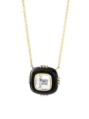 Women's 18K Yellow Gold, Rock Crystal & Black Onyx Mogul Necklace - Black Onyx - Black Onyx