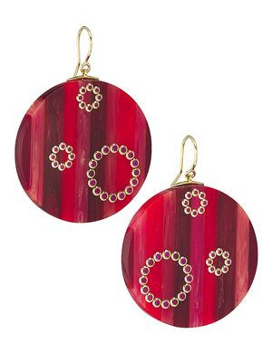 Women's 18K Yellow Gold, Vintage Bakelite and Ruby Drop Earrings - Red - Red