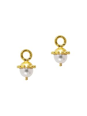 Women's 19K Yellow Gold & 8-8.5MM Pearl Drop Earring Charms - White Pearl - White Pearl