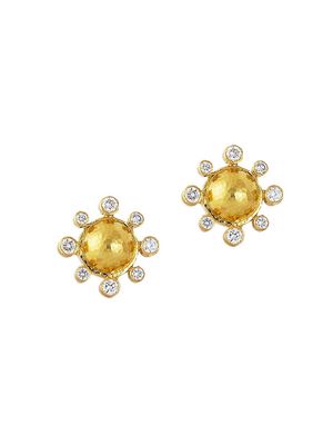 Women's 19K Yellow Gold & Diamond Stud Earrings - Yellow Gold - Yellow Gold
