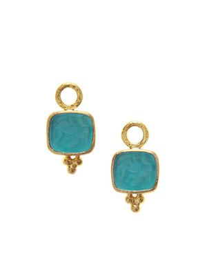 Women's 19K Yellow Gold & Venetian Glass Intaglio Earring Charms - Green - Green