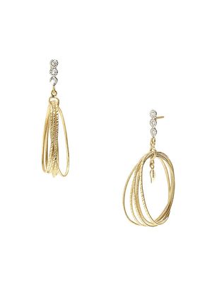 Women's 20K Yellow Gold & Diamonds Oval Hoop Earrings - Gold - Gold