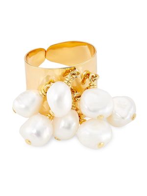 Women's 22K Gold-Plated & Baroque Pearls Ring - Gold