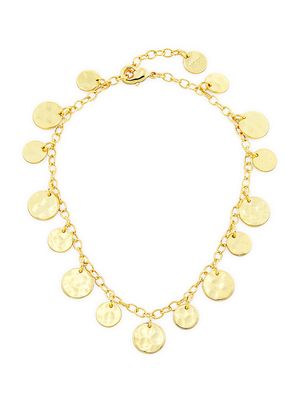 Women's 22K Gold-Plated Hammered Disc Drop Anklet - Yellow Gold