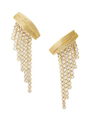 Women's 24K-Gold-Plated & Crystal Fringe Earrings - Yellow Gold - Yellow Gold