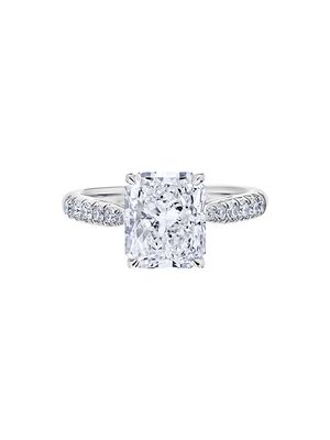 Women's 3.02 CTW Cushion Cut Pave Diamond Cocktail Ring in Platinum - Size 4 - Size 4