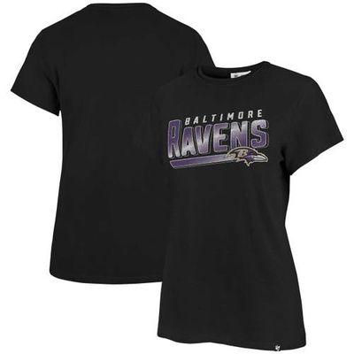 Women's '47 Black Baltimore Ravens Pep Up Frankie T-Shirt