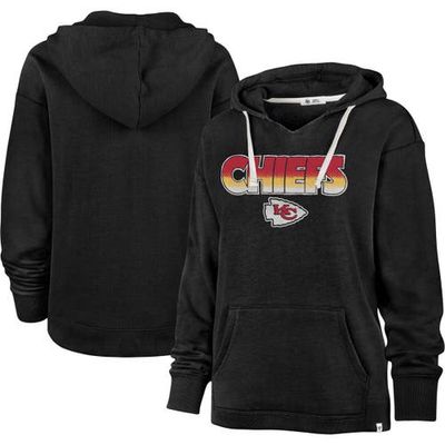 Women's '47 Black Kansas City Chiefs Color Rise Kennedy Pullover Hoodie