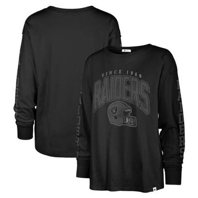 Women's '47 Black Las Vegas Raiders Tom Cat Long Sleeve T-Shirt