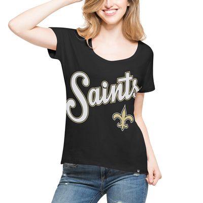 Women's '47 Black New Orleans Saints Flair Roundoff T-Shirt