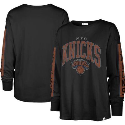 Women's '47 Black New York Knicks City Edition SOA Long Sleeve T-Shirt