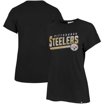 Women's '47 Black Pittsburgh Steelers Pep Up Frankie T-Shirt