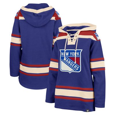 Women's '47 Blue New York Rangers Superior Lacer Pullover Hoodie