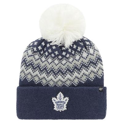 Women's '47 Blue Toronto Maple Leafs Elsa Cuffed Knit Hat with Pom