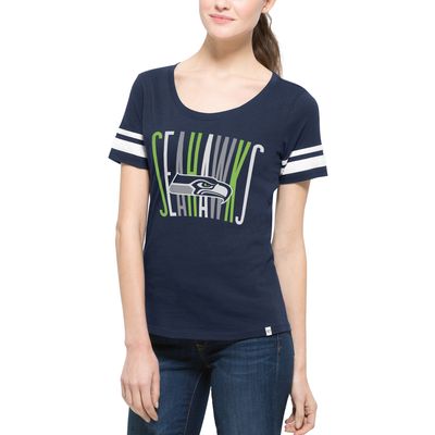 Women's '47 Brand College Navy Seattle Seahawks Halfback Scoop T-Shirt