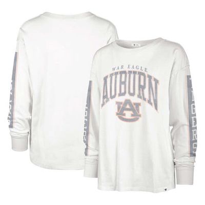 Women's '47 Cream Auburn Tigers Statement SOA 3-Hit Long Sleeve T-Shirt in White