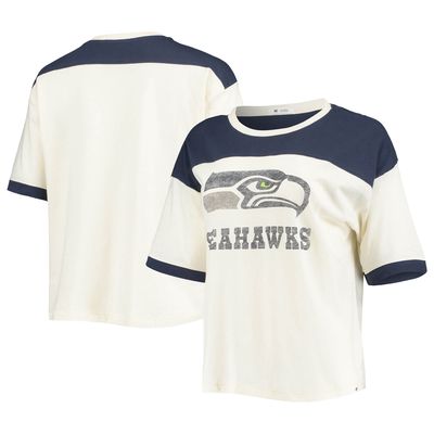 Women's '47 Cream/College Navy Seattle Seahawks Billie Cropped T-Shirt