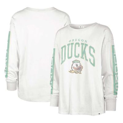 Women's '47 Cream Oregon Ducks Statement SOA 3-Hit Long Sleeve T-Shirt in White