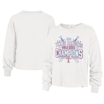 Women's '47 Cream Texas Rangers 2023 World Series Champions Parkway Cropped Long Sleeve T-Shirt